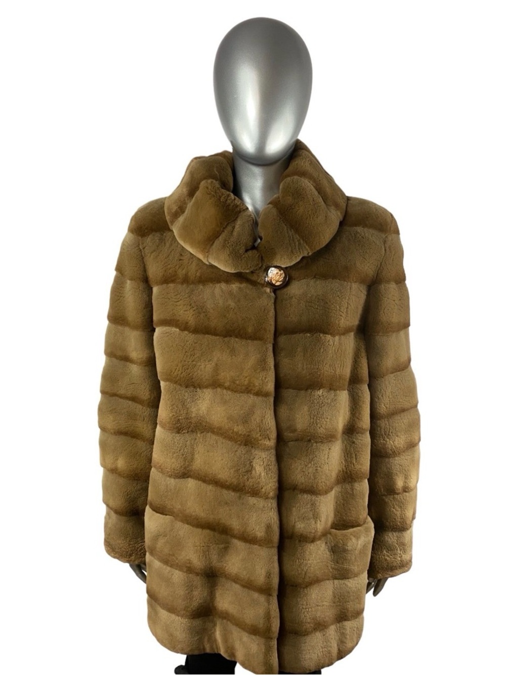 Sheared Golden Mink Horizontal Jacket, BRENTANA HAUTE Couture Paris, SAGA, Sz M